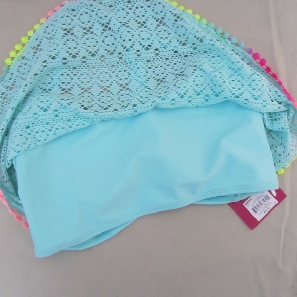 NWT Girl's SO - 2 pc. Swimwear - Size 16 -Aqua/Turquoise Lacy Accents Color Trim - Picture 3 of 10